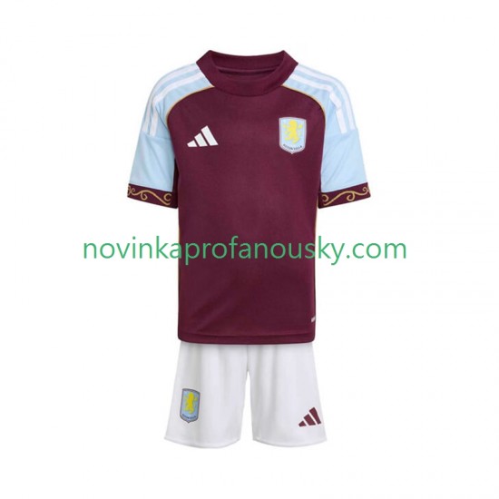 Aston Villa Dres Domácí Fotbalové Dresy pro Děti 2025-2026 Krátký rukáv