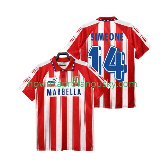 Atlético Madrid Dres SIMEONE 14 1995 Retro Domácí Fotbalové Dresy pro Muže 1994 Krátký rukáv