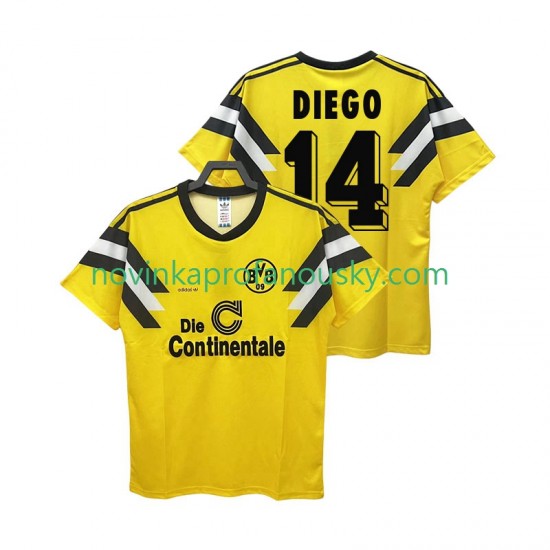 Borussia Dortmund Dres DIEGO 14 DFB-POKAL 1989 Retro Domácí Fotbalové Dresy pro Muže Krátký rukáv