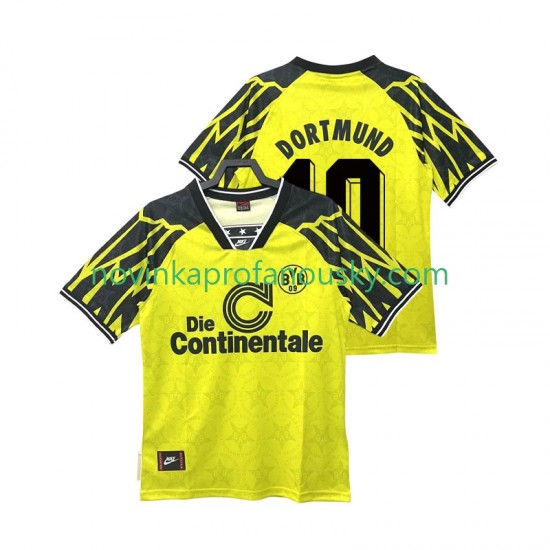 Borussia Dortmund Dres Moller 10 1995 Retro Domácí Fotbalové Dresy pro Muže 1994 Krátký rukáv