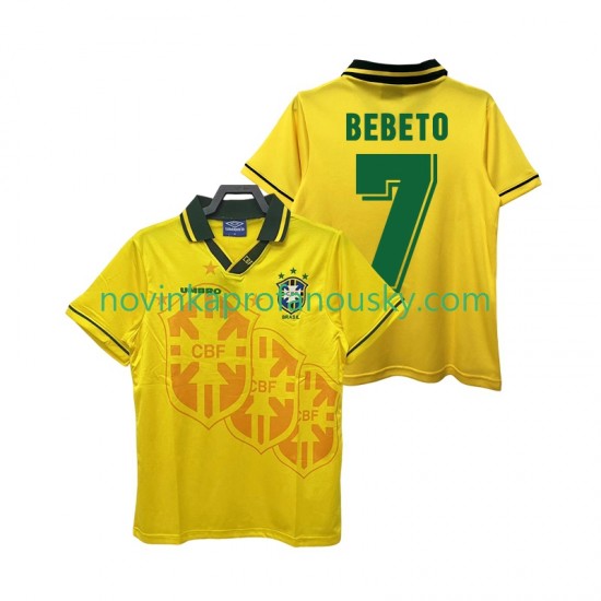 Brazílie Dres BEBETO 7 Retro Domácí Fotbalové Dresy pro Muže 1994 Krátký rukáv