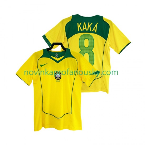 Brazílie Dres KAKA 8 Retro Domácí Fotbalové Dresy pro Muže 2004 Krátký rukáv