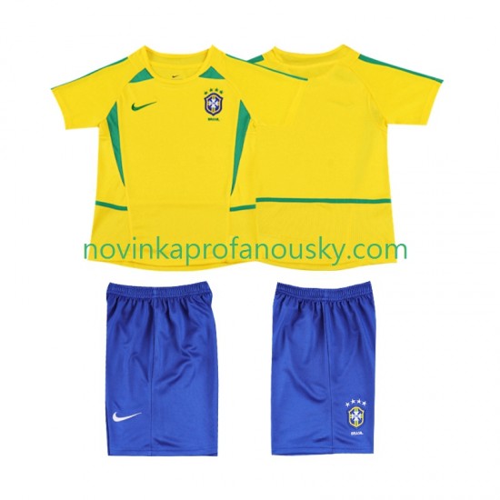 Brazílie Dres Retro Domácí Fotbalové Dresy pro Děti 2002 Krátký rukáv