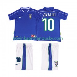 Brazílie Dres RIVALDO 10 Retro Venkovní Fotbalové Dresy pro Děti 1998 Krátký rukáv