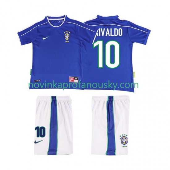 Brazílie Dres RIVALDO 10 Retro Venkovní Fotbalové Dresy pro Děti 1998 Krátký rukáv