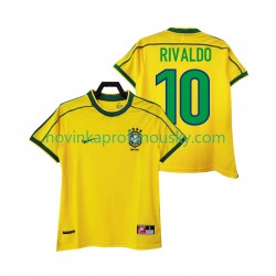 Brazílie Dres RIVALDO 10 Retro Domácí Fotbalové Dresy pro Muže 1998 Krátký rukáv