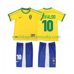 Brazílie Dres RIVALDO 10 Retro Domácí Fotbalové Dresy pro Děti 1998 Krátký rukáv