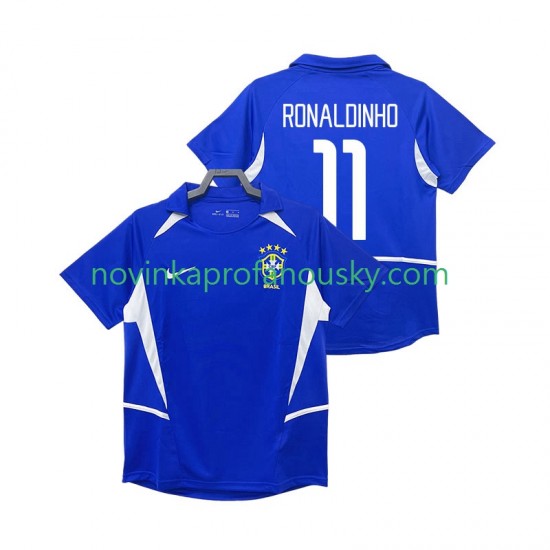 Brazílie Dres RONALDINHO 11 Retro Venkovní Fotbalové Dresy pro Muže 2002 Krátký rukáv