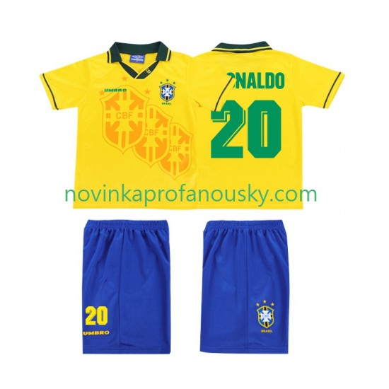 Brazílie Dres RONALDO 20 Retro Domácí Fotbalové Dresy pro Děti 1994 Krátký rukáv