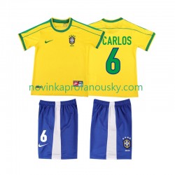 Brazílie Dres Roberto Carlos 6 Retro Domácí Fotbalové Dresy pro Děti 1998 Krátký rukáv