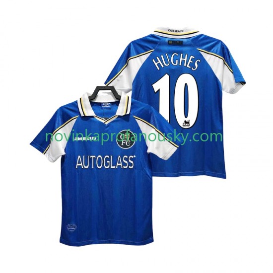 Chelsea Dres HUGHES 10 1997 Retro Domácí Fotbalové Dresy pro Muže 1999 Krátký rukáv