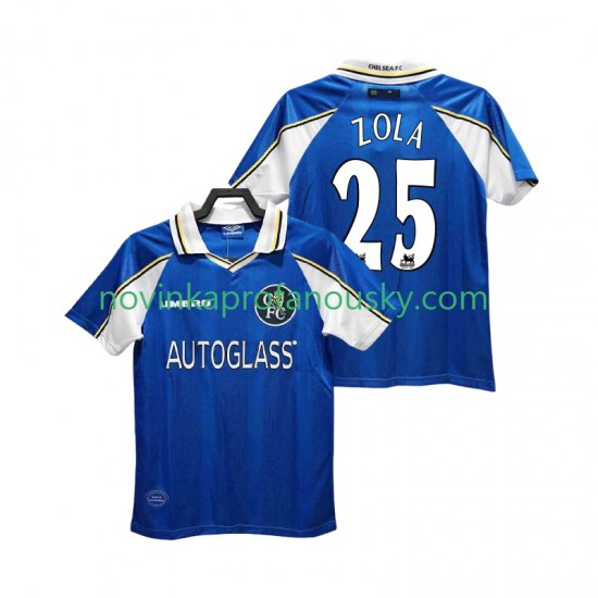 Chelsea Dres ZOLA 25 1997 Retro Domácí Fotbalové Dresy pro Muže 1999 Krátký rukáv