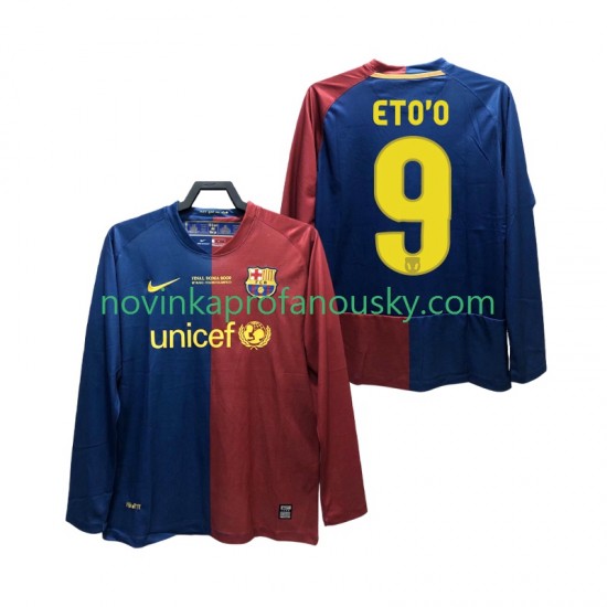 FC Barcelona Dres ETO O 9 Champions League 2009 Retro Domácí Fotbalové Dresy pro Muže 2008 Dlouhý rukáv