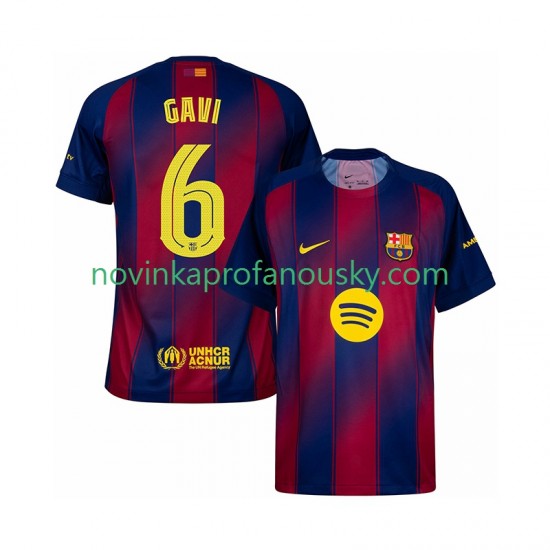 FC Barcelona Dres Gavi 6 Champions League Domácí Fotbalové Dresy pro Muže 2025-2026 Krátký rukáv
