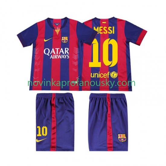 FC Barcelona Dres Lionel Messi 10 2014 2015 Retro Domácí Fotbalové Dresy pro Děti Krátký rukáv