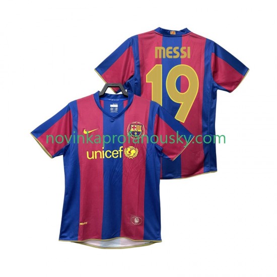 FC Barcelona Dres Lionel Messi 19 2007 Retro Domácí Fotbalové Dresy pro Muže 2008 Krátký rukáv