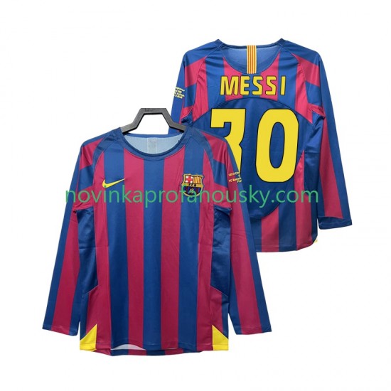 FC Barcelona Dres Lionel Messi 30 Champions League 2005 Retro Domácí Fotbalové Dresy pro Muže 2006 Dlouhý rukáv