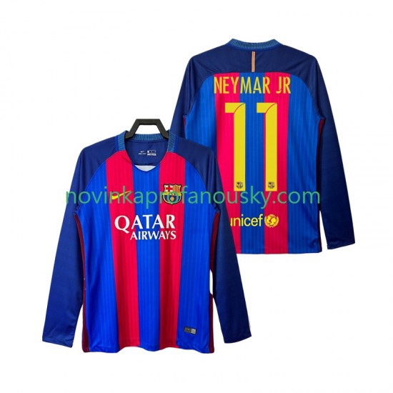 FC Barcelona Dres Neymar JR 11 2016 2017 Retro Domácí Fotbalové Dresy pro Muže Dlouhý rukáv