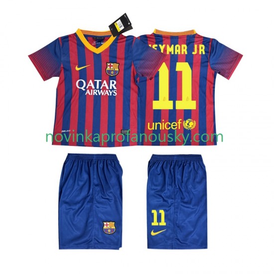 FC Barcelona Dres Neymar JR 11 2013 2014 Retro Domácí Fotbalové Dresy pro Děti Krátký rukáv