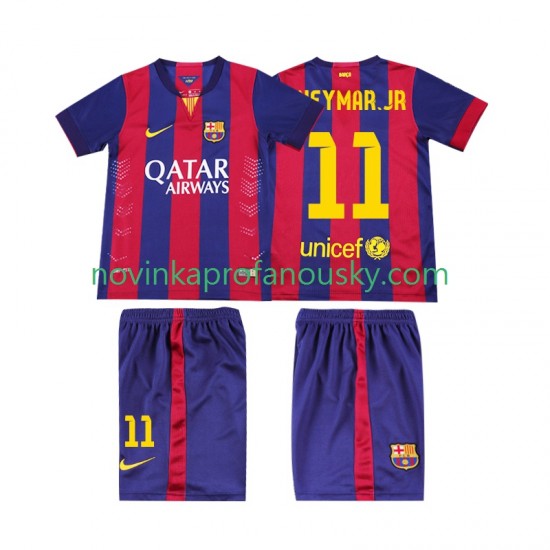 FC Barcelona Dres Neymar JR 11 2014 2015 Retro Domácí Fotbalové Dresy pro Děti Krátký rukáv