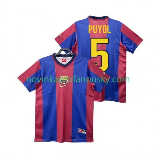 FC Barcelona Dres PUYOL 5 Retro Domácí Fotbalové Dresy pro Muže 1998 1999 Krátký rukáv