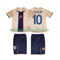 FC Barcelona Dres RIVALDO 10 2001 Retro Venkovní Fotbalové Dresy pro Děti 2002 Krátký rukáv
