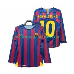 FC Barcelona Dres RONALDINHO 10 Champions League 2005 Retro Domácí Fotbalové Dresy pro Muže 2006 Dlouhý rukáv