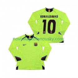 FC Barcelona Dres RONALDINHO 10 2005 Retro Venkovní Fotbalové Dresy pro Muže 2006 Dlouhý rukáv