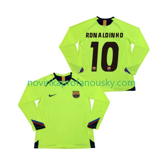 FC Barcelona Dres RONALDINHO 10 2005 Retro Venkovní Fotbalové Dresy pro Muže 2006 Dlouhý rukáv