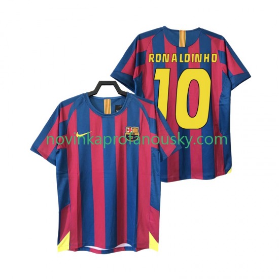 FC Barcelona Dres RONALDINHO 10 2005 Retro Domácí Fotbalové Dresy pro Muže 2006 Krátký rukáv