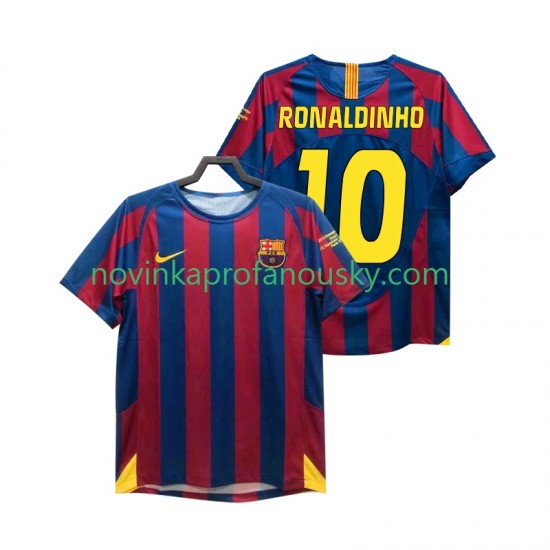 FC Barcelona Dres RONALDINHO 10 Champions League 2005 Retro Domácí Fotbalové Dresy pro Muže 2006 Krátký rukáv