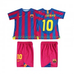 FC Barcelona Dres RONALDINHO 10 Champions League 2005 Retro Domácí Fotbalové Dresy pro Děti 2006 Krátký rukáv