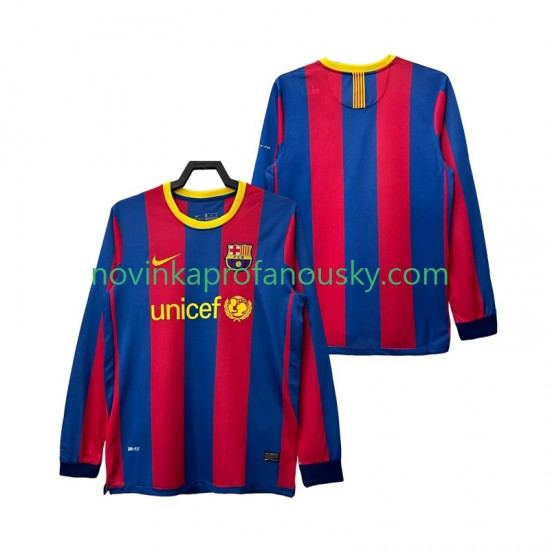 FC Barcelona Dres Retro Domácí Fotbalové Dresy pro Muže 2011 2010 Dlouhý rukáv