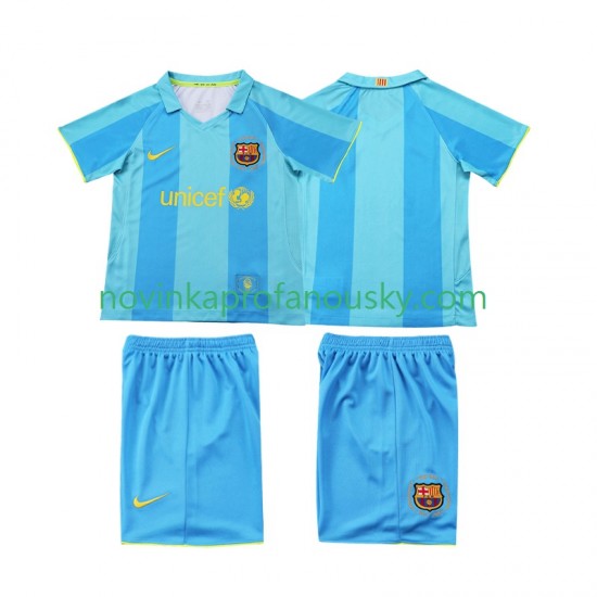 FC Barcelona Dres 2007 Retro Venkovní Fotbalové Dresy pro Děti 2008 Krátký rukáv