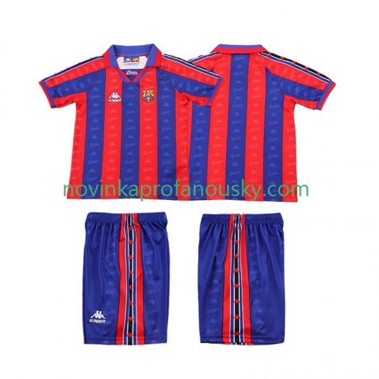 FC Barcelona Dres 1996 1997 Retro Domácí Fotbalové Dresy pro Děti Krátký rukáv