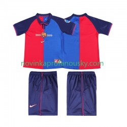 FC Barcelona Dres 2000 Retro Domácí Fotbalové Dresy pro Děti 1999 Krátký rukáv