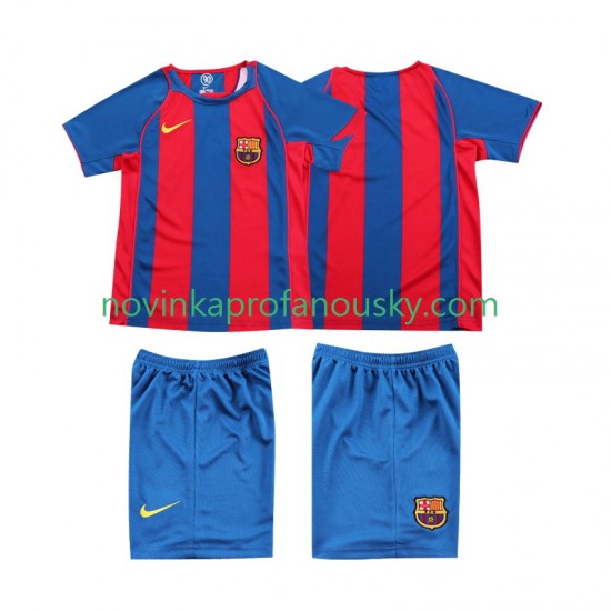 FC Barcelona Dres 2005 Retro Domácí Fotbalové Dresy pro Děti 2004 Krátký rukáv