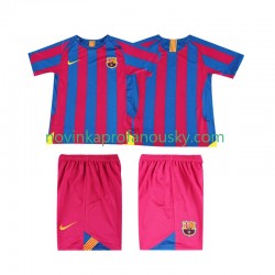 FC Barcelona Dres 2005 Retro Domácí Fotbalové Dresy pro Děti 2006 Krátký rukáv