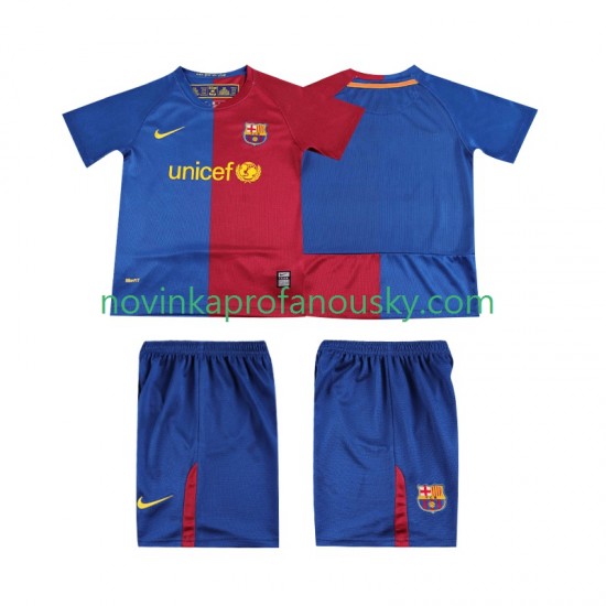 FC Barcelona Dres 2009 Retro Domácí Fotbalové Dresy pro Děti 2008 Krátký rukáv