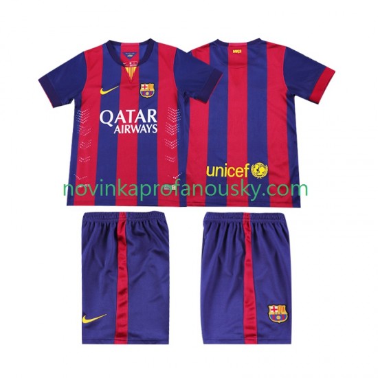 FC Barcelona Dres 2014 2015 Retro Domácí Fotbalové Dresy pro Děti Krátký rukáv