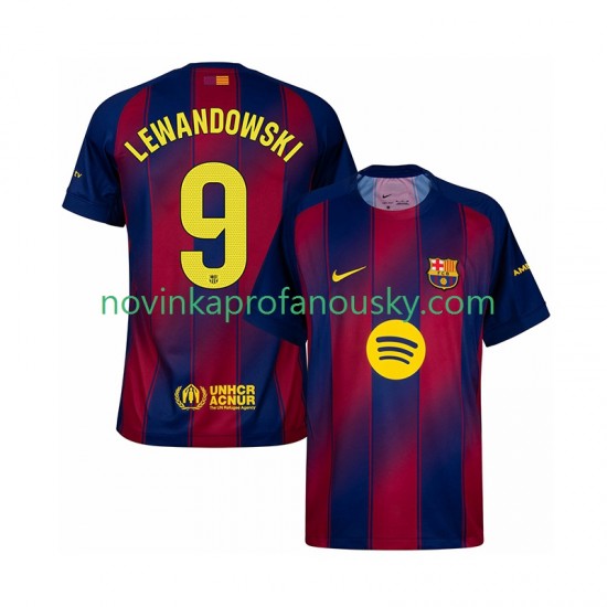 FC Barcelona Dres Robert Lewandowski 9 Domácí Fotbalové Dresy pro Muže 2025-2026 Krátký rukáv