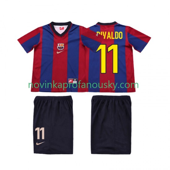 FC Barcelona Dres Ronaldo 11 Retro Domácí Fotbalové Dresy pro Děti 1998 1999 Krátký rukáv