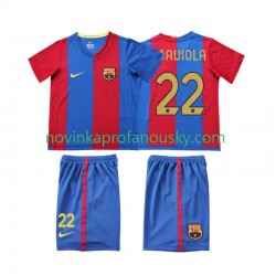 FC Barcelona Dres SAUIOLA 22 2007 Retro Domácí Fotbalové Dresy pro Děti 2006 Krátký rukáv