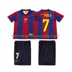 FC Barcelona Dres SAVIOLA 7 Retro Domácí Fotbalové Dresy pro Děti 1998 1999 Krátký rukáv