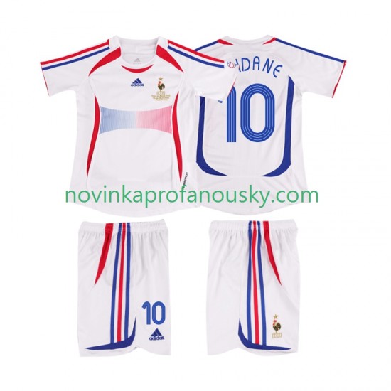 Francie Dres ZIDANE 10 Retro Venkovní Fotbalové Dresy pro Děti 2006 Krátký rukáv