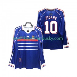 Francie Dres ZIDANE 10 Retro Domácí Fotbalové Dresy pro Muže 1998 Dlouhý rukáv