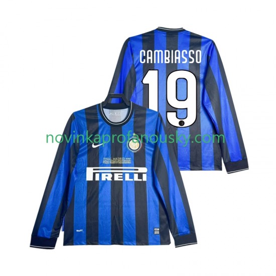 Inter Milán Dres CAMBIASSO 19 2009 Retro Domácí Fotbalové Dresy pro Muže 2010 Dlouhý rukáv