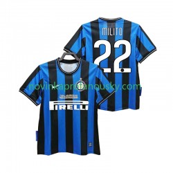 Inter Milán Dres MILITO 22 2009 Retro Domácí Fotbalové Dresy pro Muže 2010 Krátký rukáv