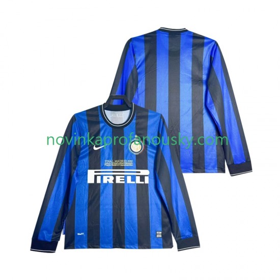 Inter Milán Dres 2009 Retro Domácí Fotbalové Dresy pro Muže 2010 Dlouhý rukáv
