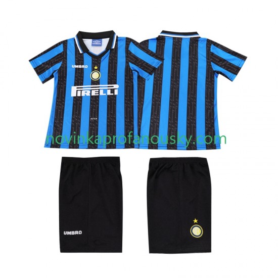 Inter Milán Dres 1997 Retro Domácí Fotbalové Dresy pro Děti 1998 Krátký rukáv